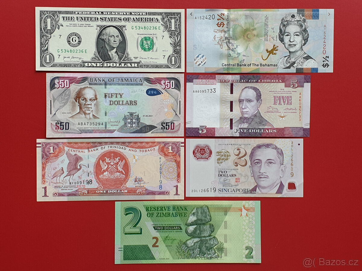 Sbírka dolarových bankovek (7 ks)
