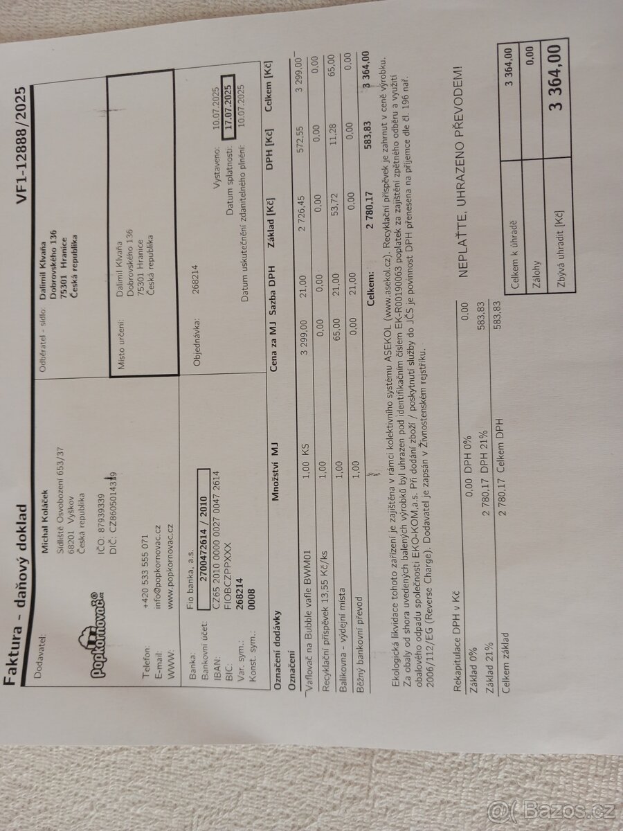 Bublinkový vaflovač