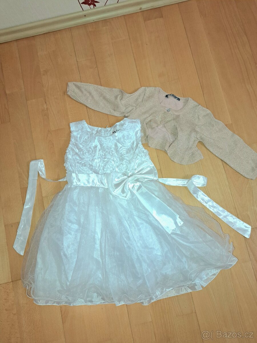 Šaty bílé pro družicku / na svatbu vel. 4-5 let