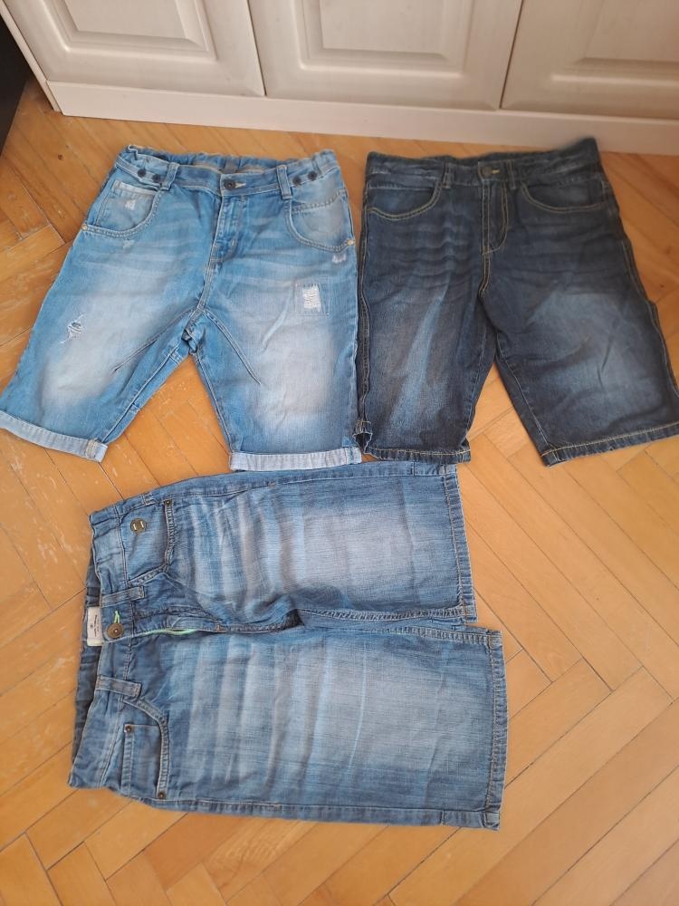3x Značkové Džínové 3/4 kraťasy vel. 164