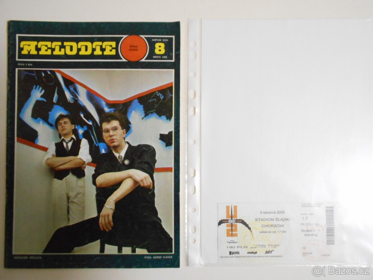 U2 - VSTUPENKA + ČASOPIS MELODIE + ČLÁNEK ROCKPOP 