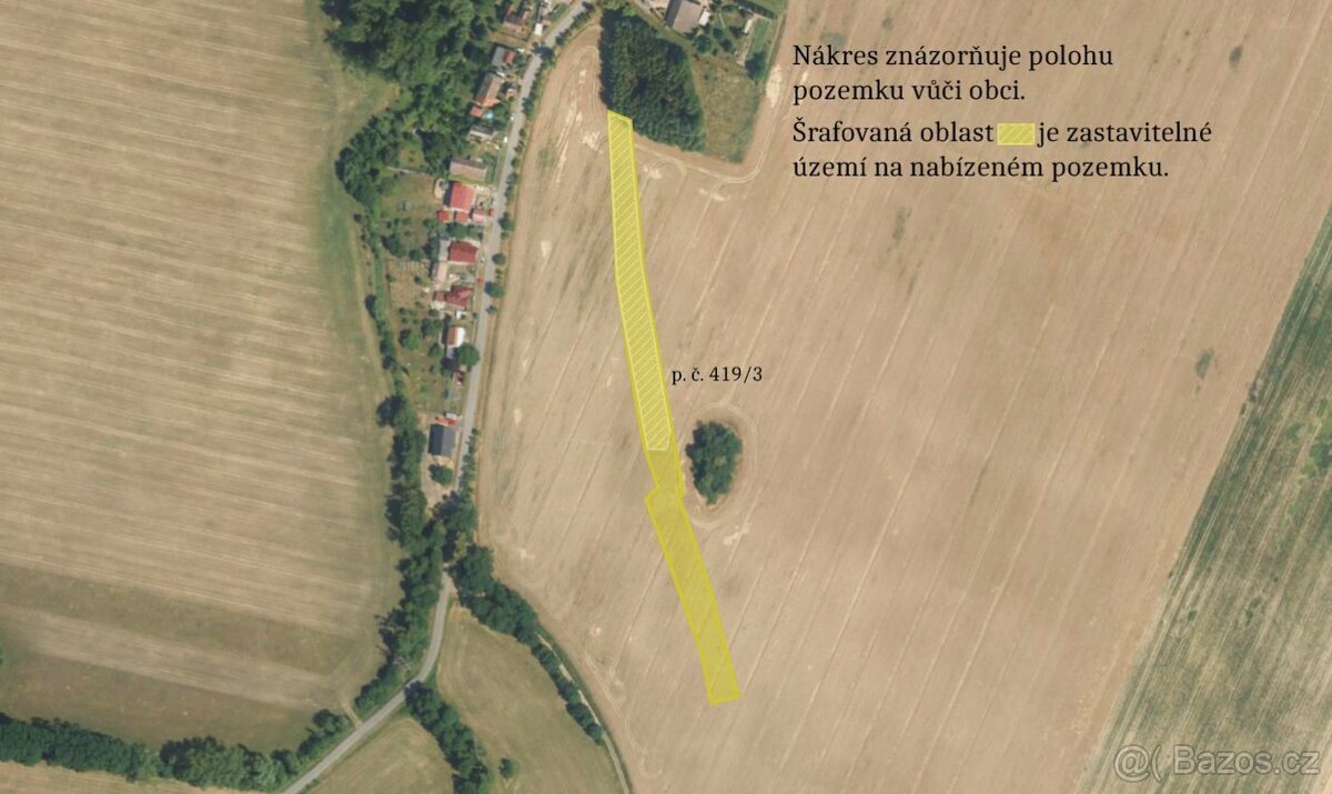 Pozemek, bydlení, prodej, Stojice, Pardubice