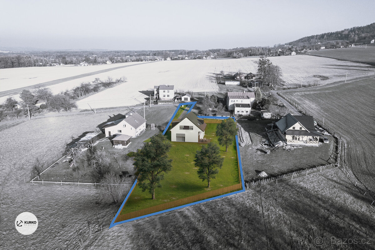 Pozemek 2.147 m2 v obci Vyšní Lhoty vč. sítí, projektu domu