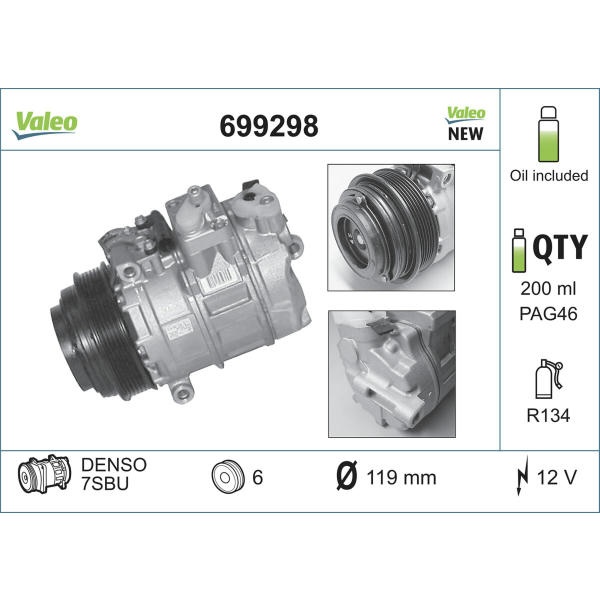 KOMPRESOR, KLIMATIZACE VALEO 699298