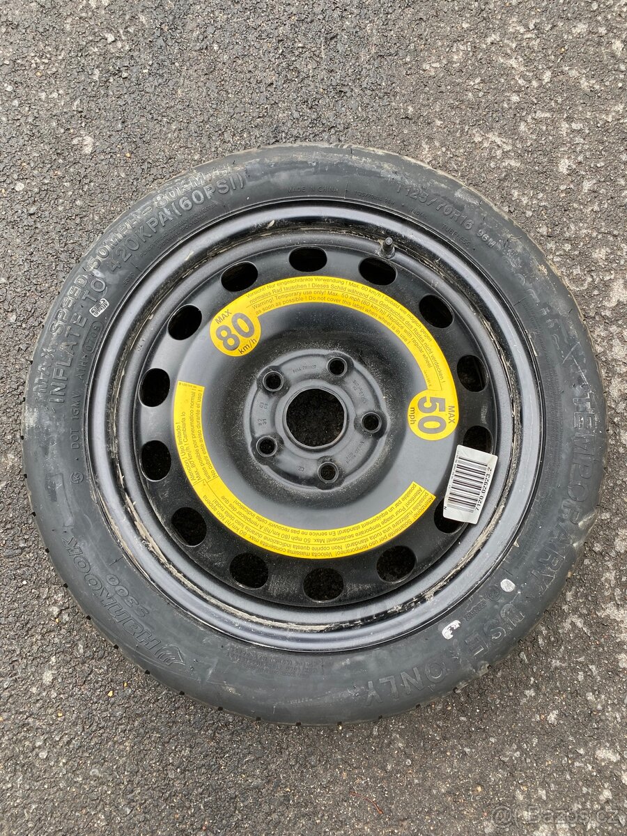 Rezervní kolo 5x112 125/70 R16 VW, Škoda, Audi, Seat