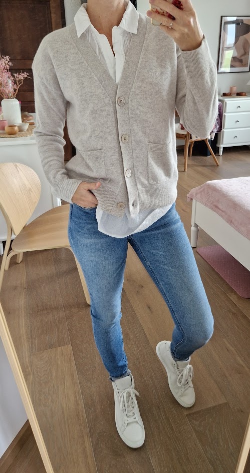 kašmírový svetr do V na knoflíky M&S