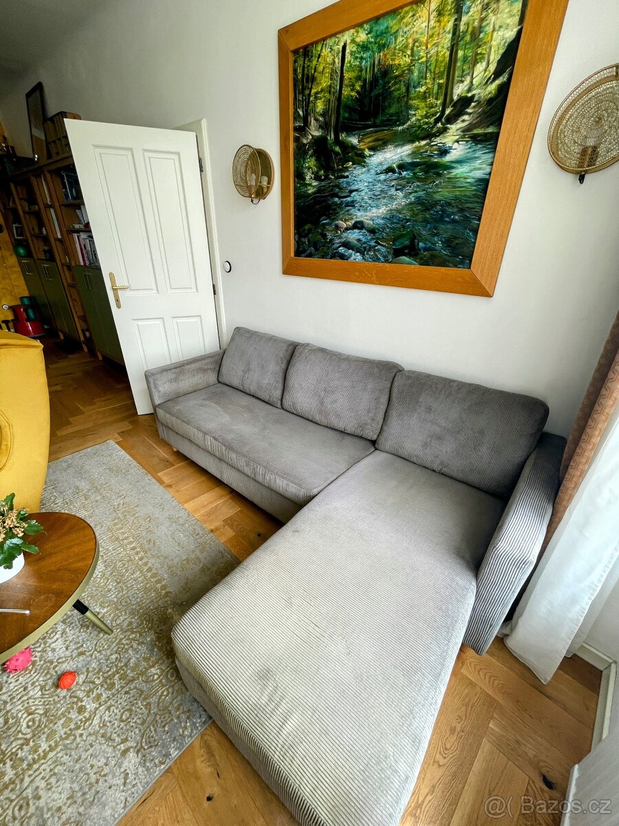 Sedací souprava - sedačka - šedozelená 220 cm pravá