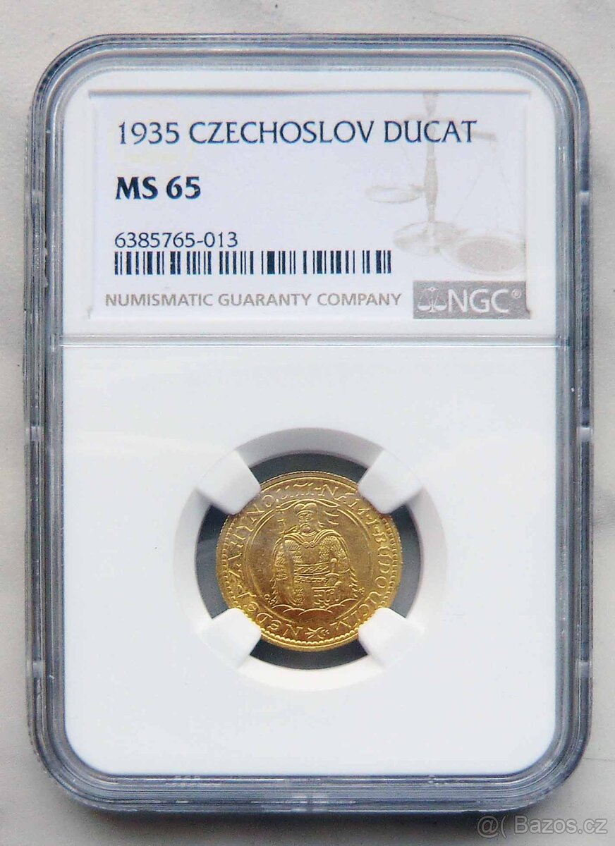 Svatováclavský dukát 1935, certifikace NGC MS 65