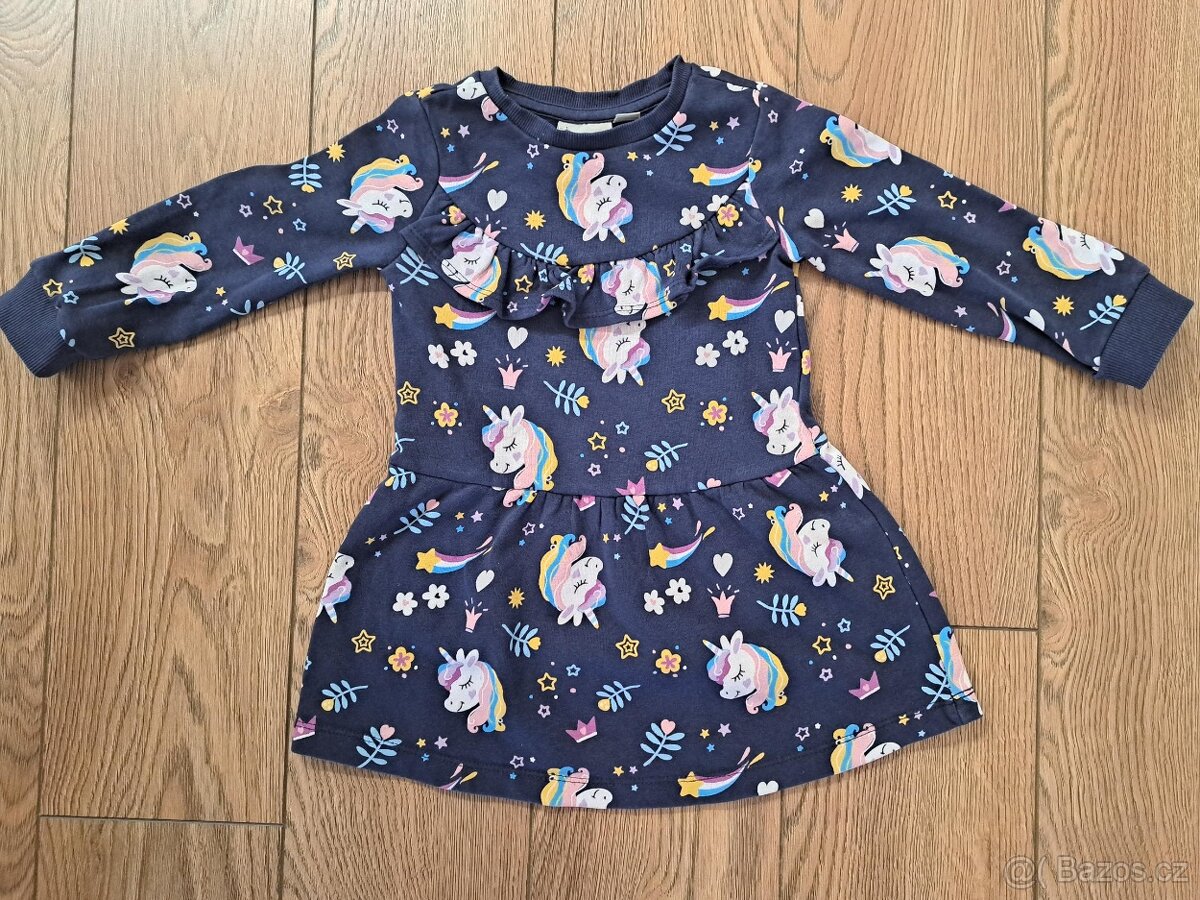 Šaty s dlouhým rukávem - jednorožec , vel.92