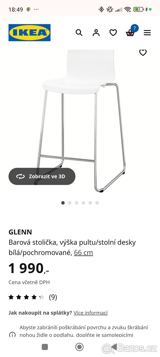 Barová židle IKEA GLENN 2 ks