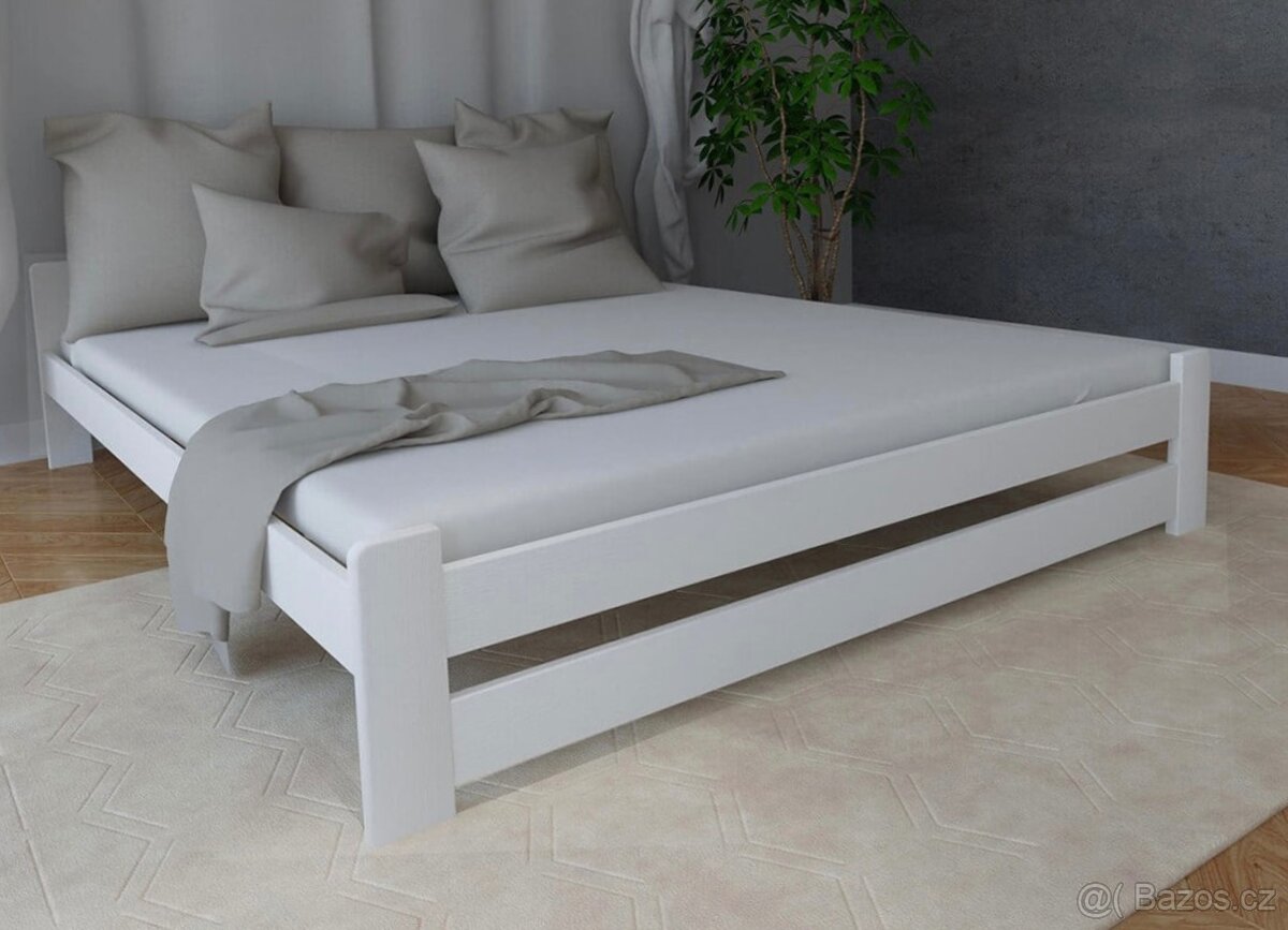 Nová postel MASIV BOROVICE bílá 160x200cm + rošt