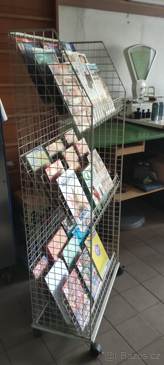 Prodám pojizdný stojan na noviny, časopisy,,knihy atd...
