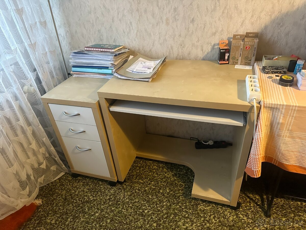 Počítačový stolek včetně šuplíkového kontejneru