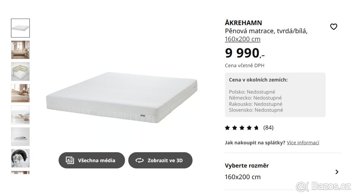Prodám matraci IKEA ÅKREHAMN 160x200 cm