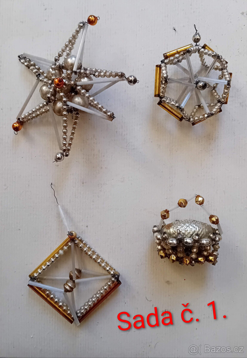 15 ks Retro staré starožitné korálkové vánoční ozdoby