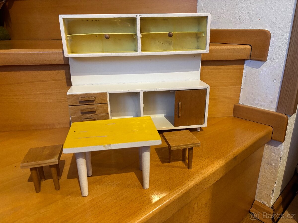 Retro dřevěná kuchyňka pro panenky a panenky ARI