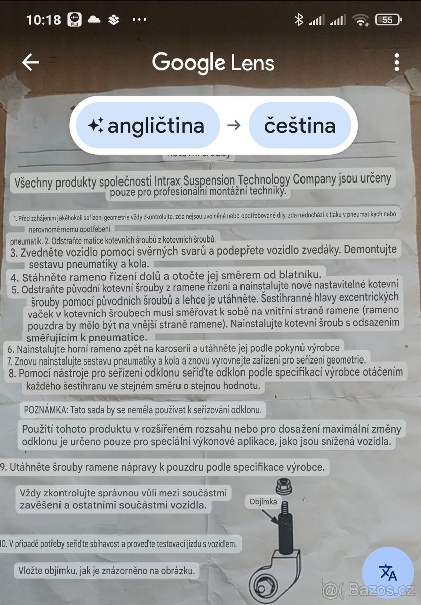 Čepy odklonu kola