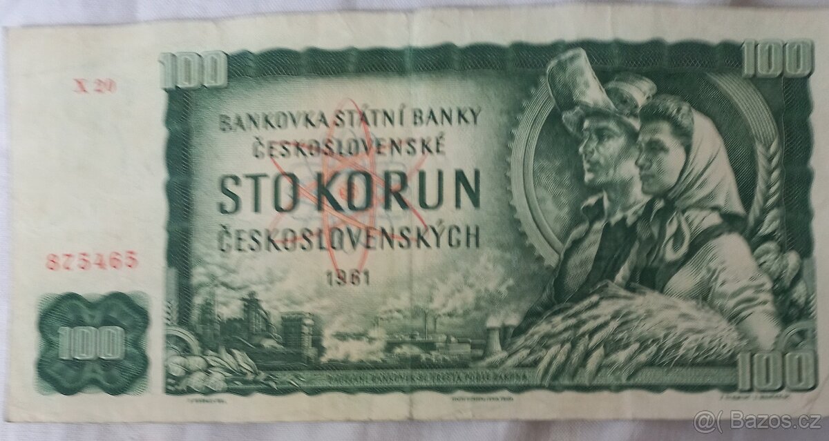 100 KČs, dvě bankovky,1961,z obehu