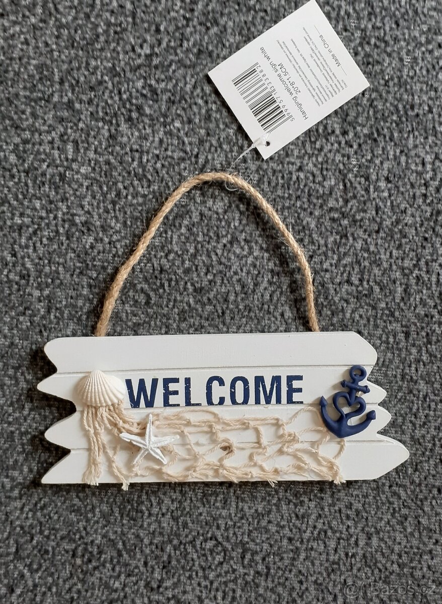 Dřevěná dekorace Welcome