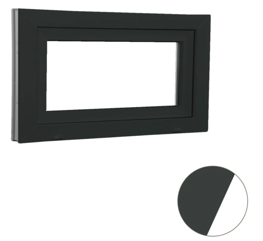 ALUPLAST Sklopné plastové okno antracit/bílé 60x42 - 2ks