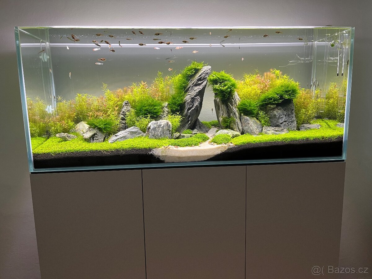 Akvarium Opti white 240 l + skříňka,kryt a světlo