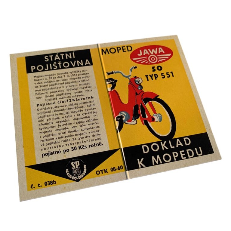 Kartička k mopedu Jawetta novější
