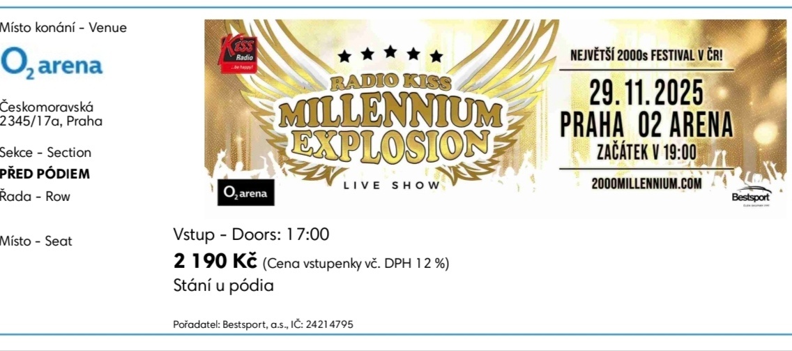 Kiss party lístky pod pódium 2x