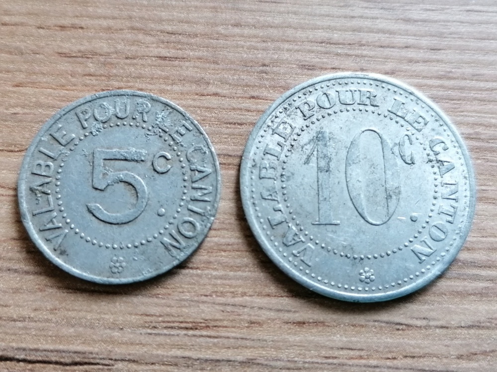 Francie 5 a 10 Centimes 1921 nouzové mince nouzovky