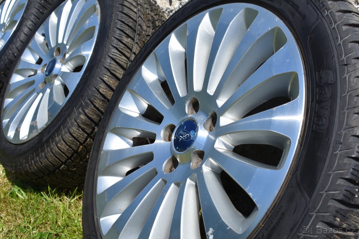 Alu kola 5x108 R17 - originál FORD (zánovní zimní pneu 9 mm)