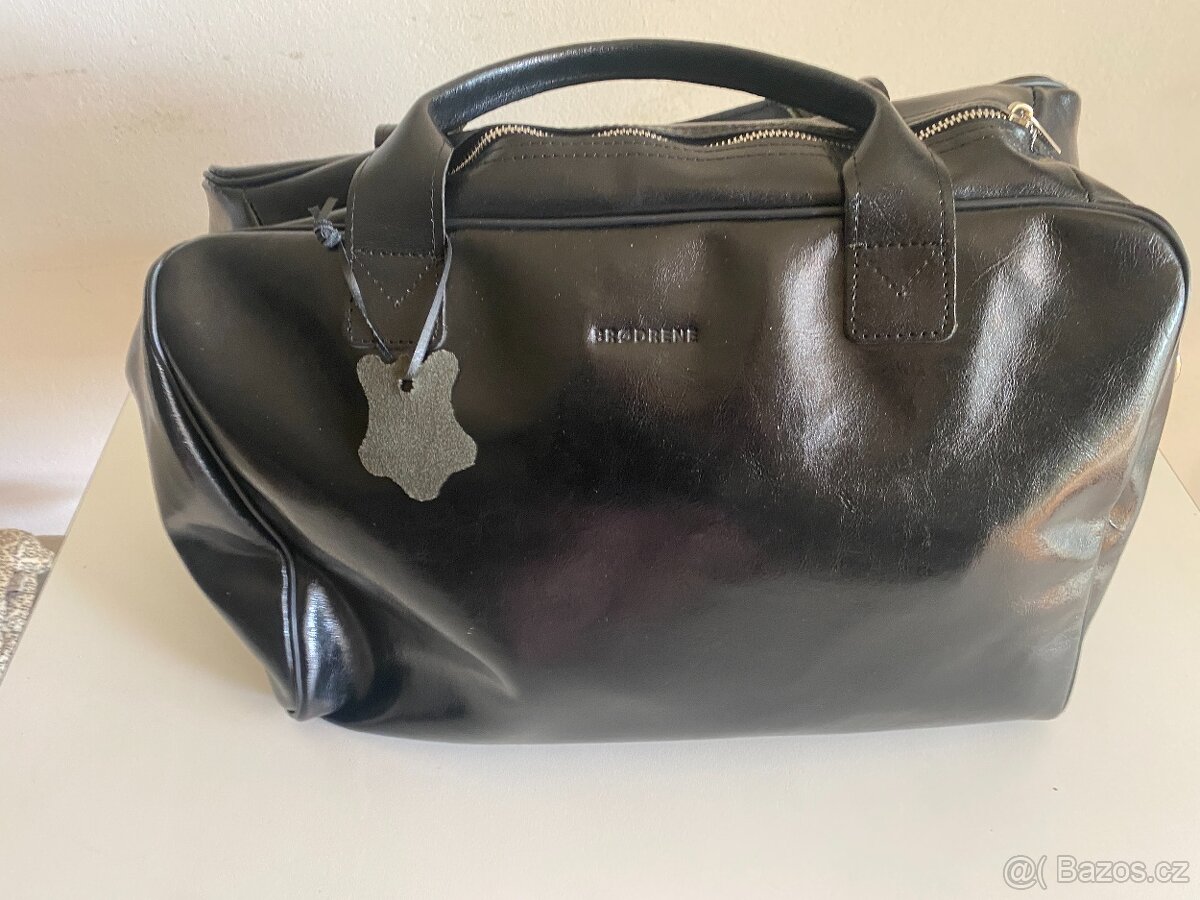 Černá kožená brašna Brodrene
