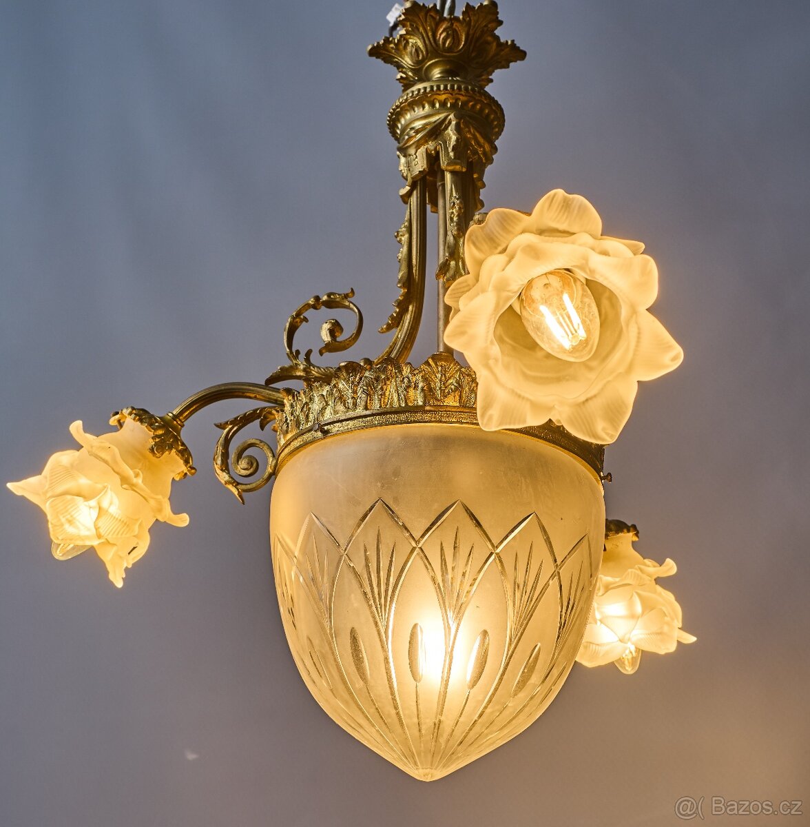 Starožitný secesní lustr