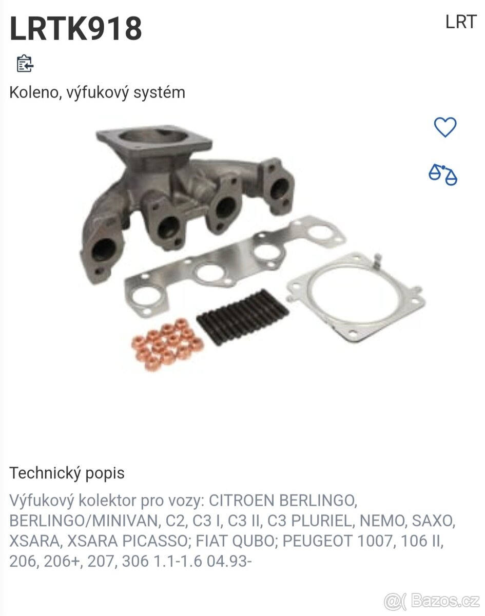Výfukové svody Citroen berlingo