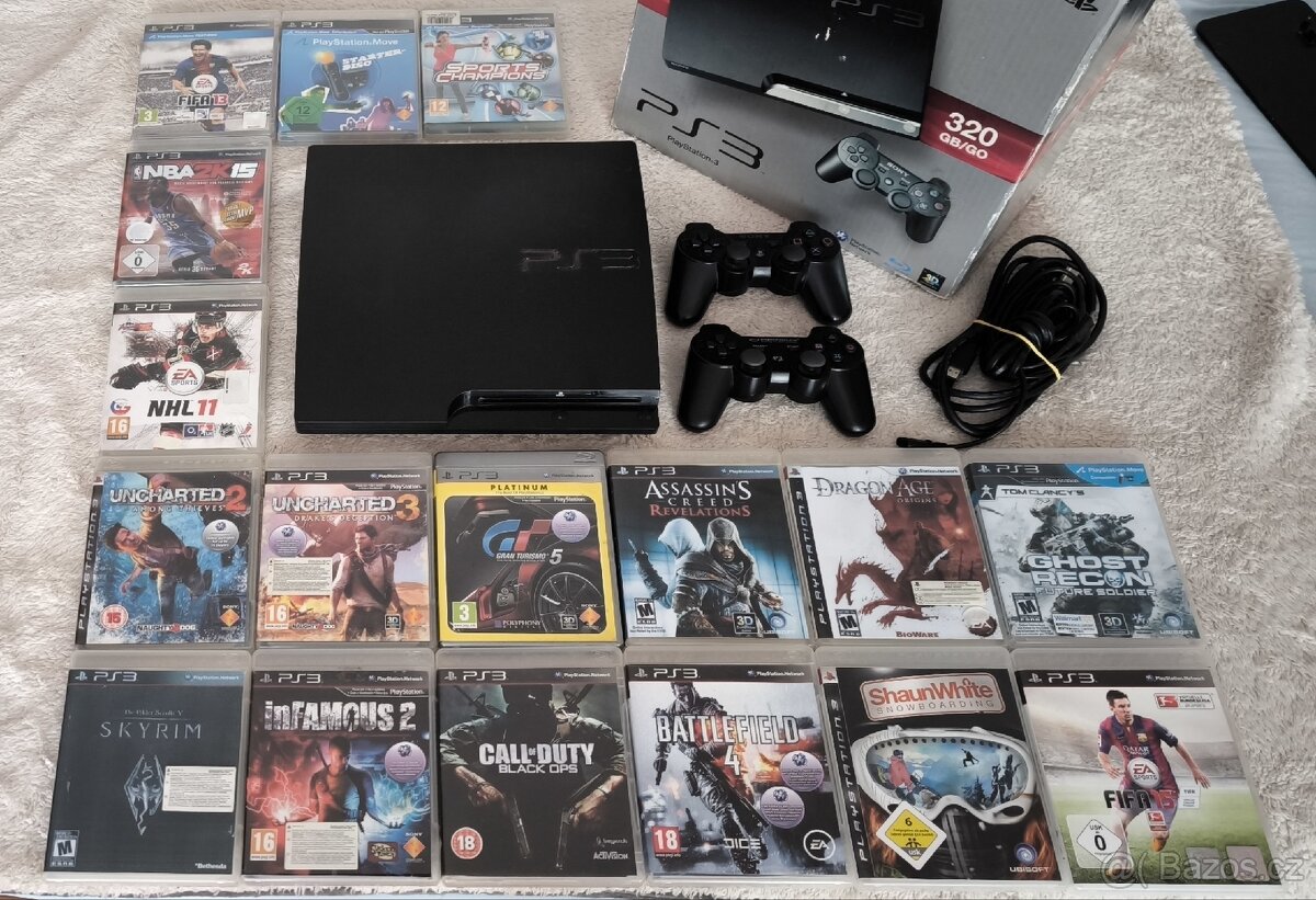 PLAYSTATION 3, DVA OVLADAČE A HRY