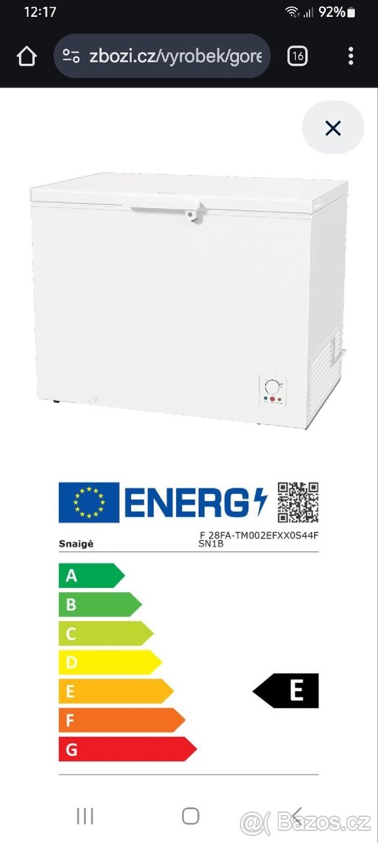 Prodám pultový mrazák 300 l