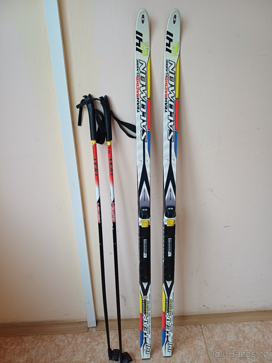 Dětské běžky Salomon 141 cm, hůlky 115 cm, boty 36