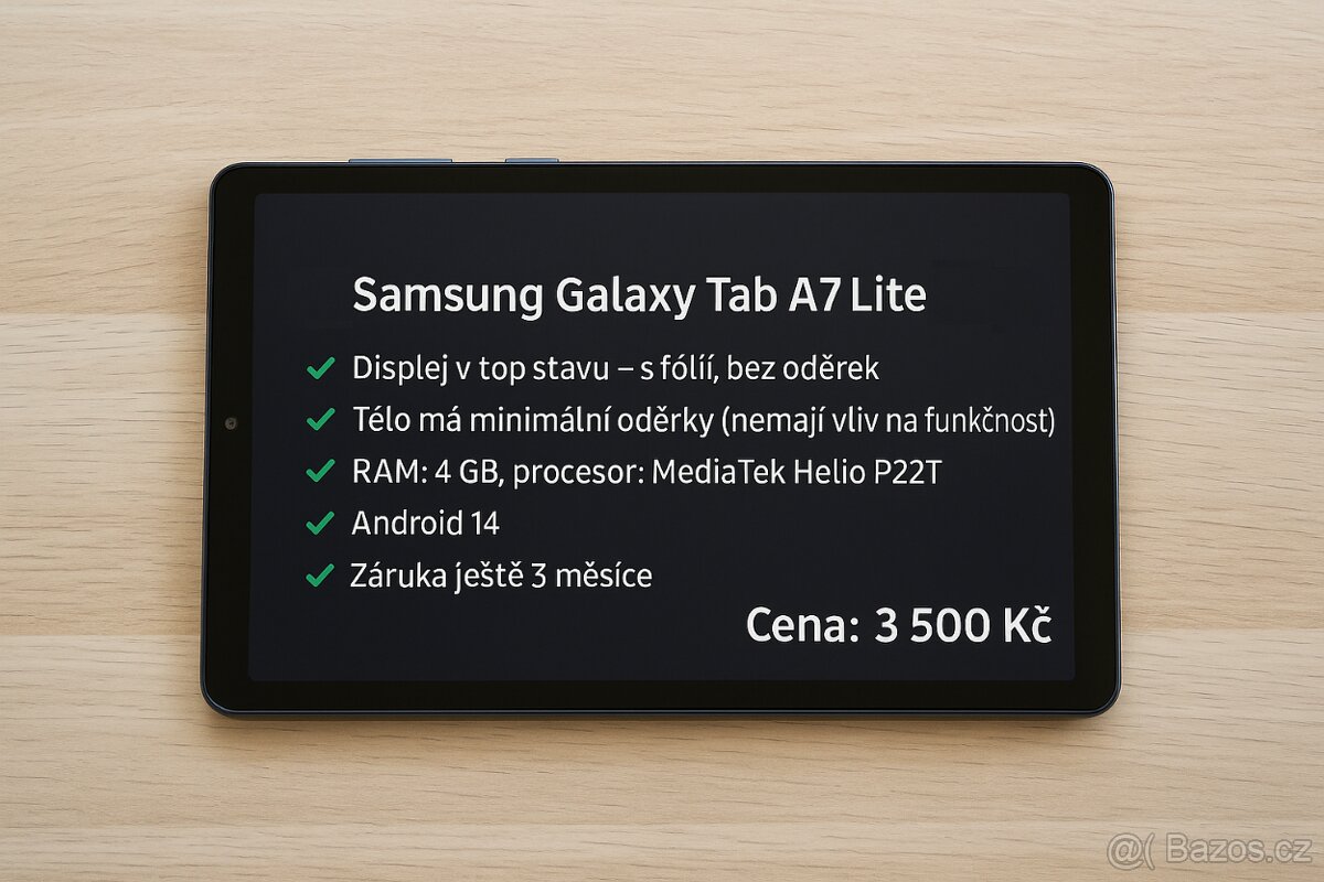 📱 Samsung Galaxy Tab A7 Lite - velmi dobrý stav, LCD 100%