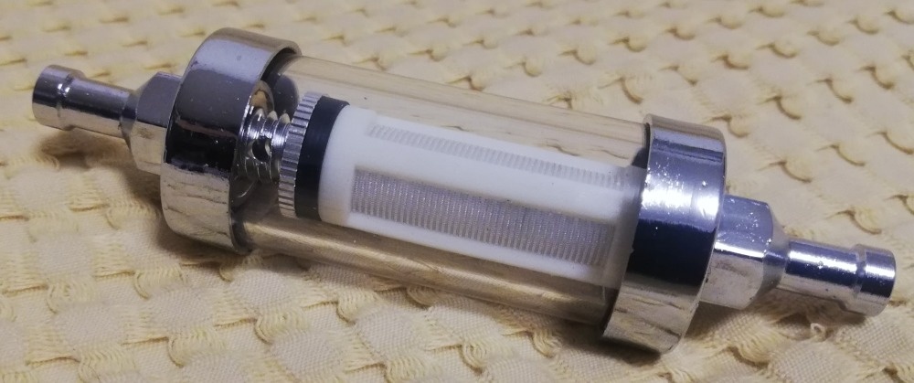 Palivový filtr - skleněný - 6 mm ( 1/4") pro veterány