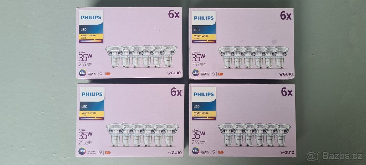 587 - 4 sady á 6x LED halogen PHILIPS GU10 - SLEVA 40%