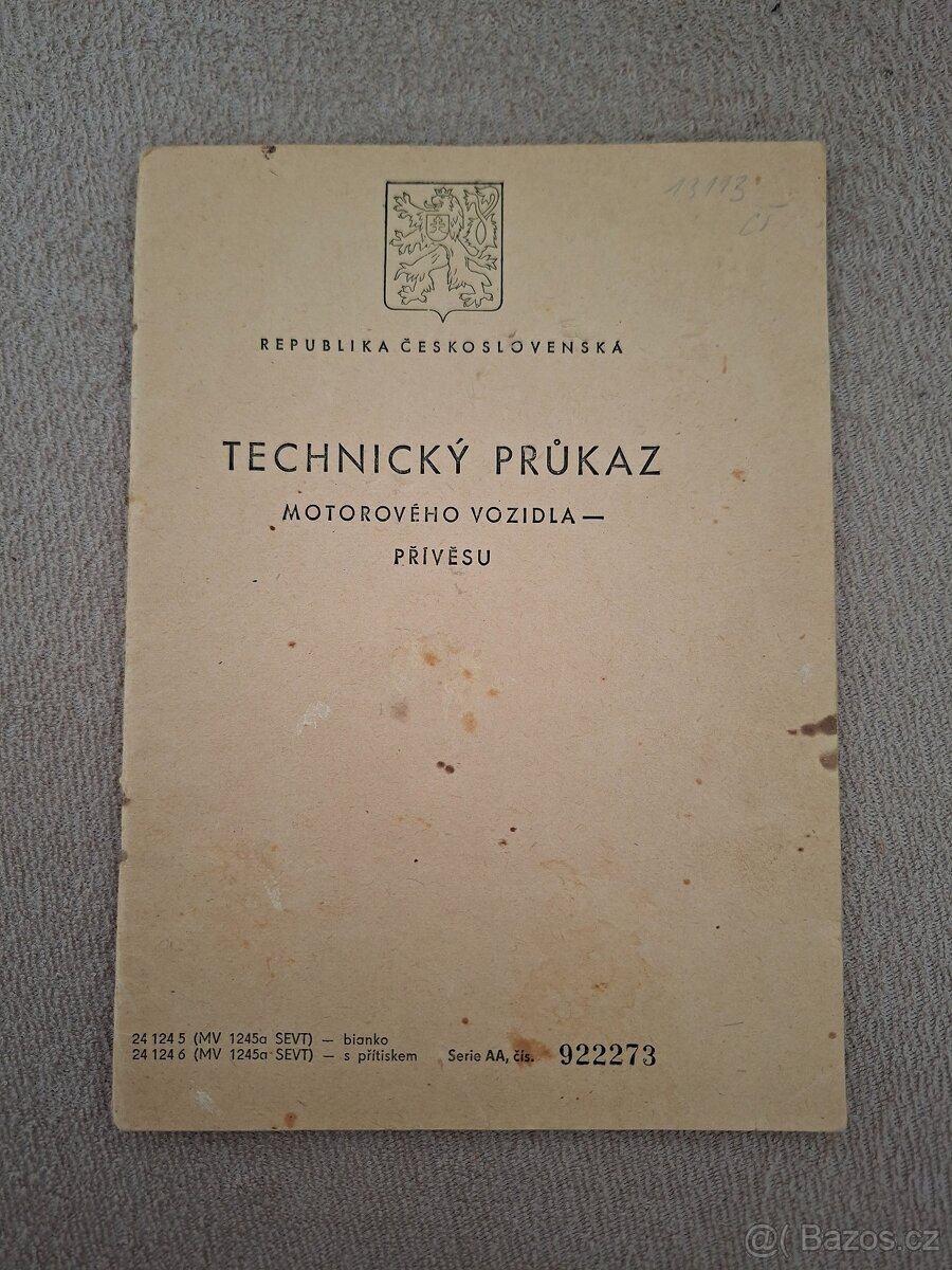 Technický průkaz ČZ 175/502