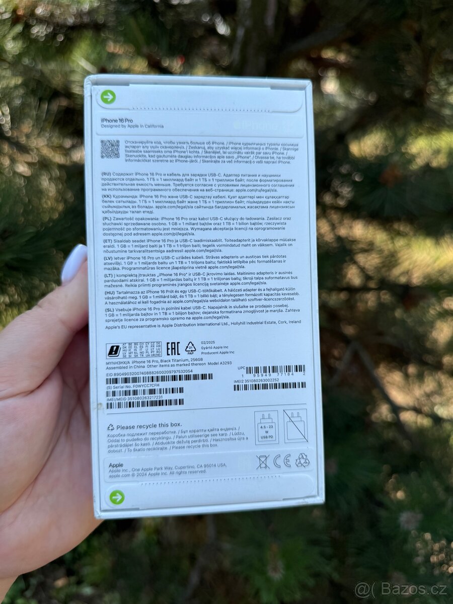 iPhone 16 pro 256 GB Black Titanium Nový