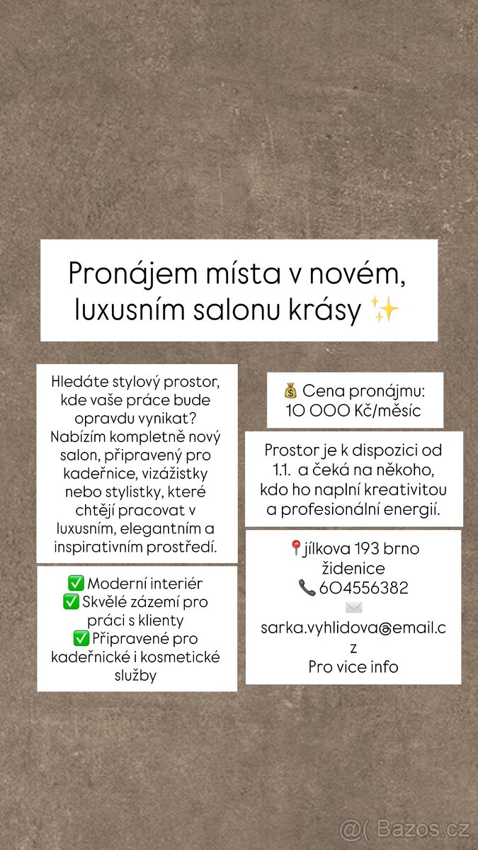 Pronájem kadeřnického křesla