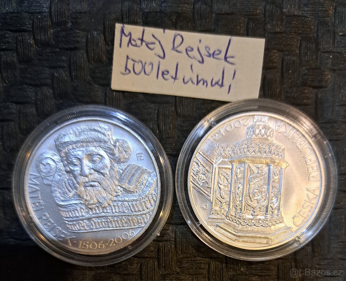Stříbrná pamětní mince 200 Kč Matěj Rejsek 1506-2006 PROOF
