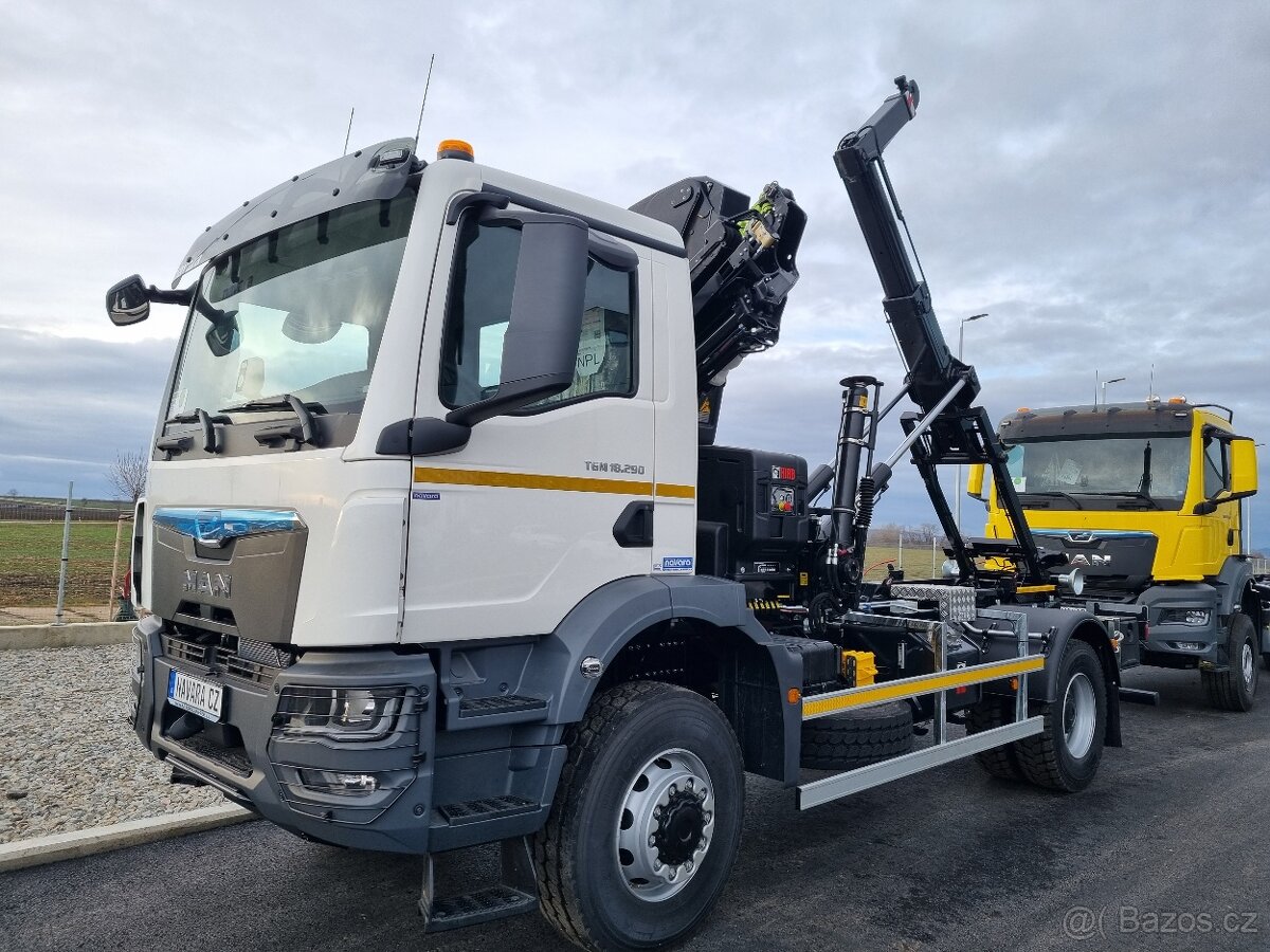 ČTYŘKOLKA MAN TGM 18.290 4x4 NOSIČ KONTEJNERU + RUKA HIAB