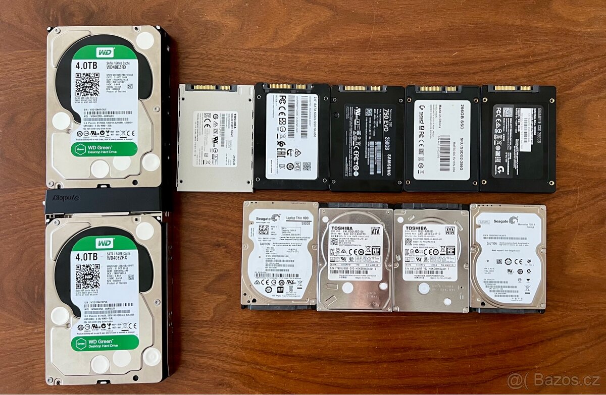 Prodám HDD a SSD 3.5" 2.5", použité, dle foto - plně funkč