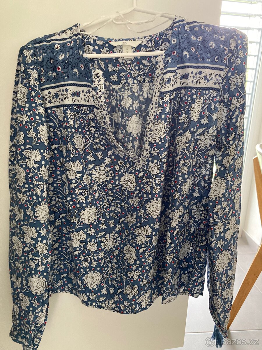 H&M halenka košile tunika L.O.G.G. 36  S modra bila