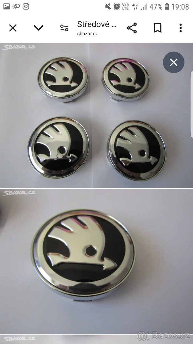 Středové poklicky 60mm ŠKODA NOVÉ