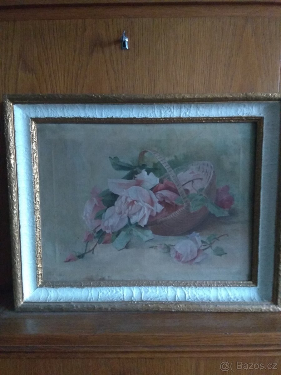 Olejomalba ve zdobném dřevěném rámu Pilch
