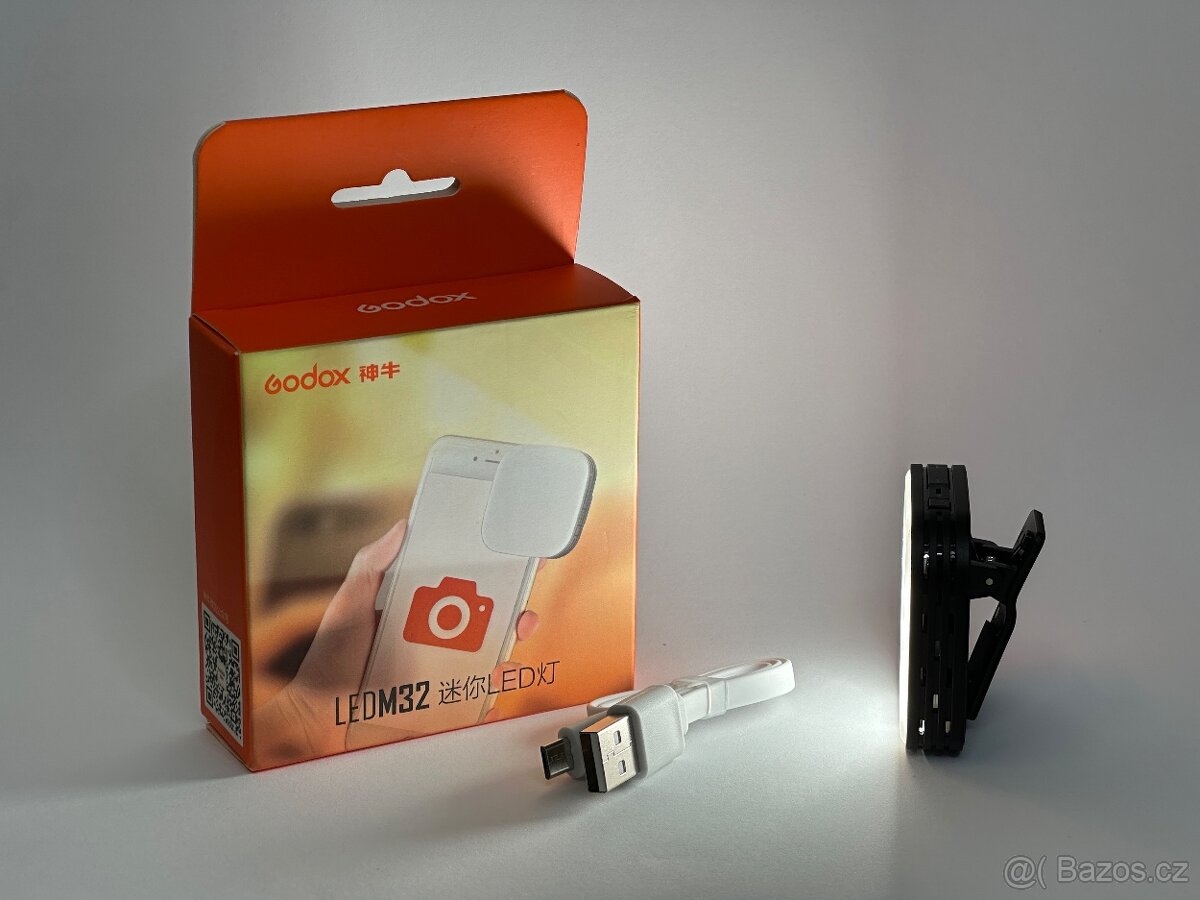 Godox nabíjecí selfie klip světlo na mobil, maxi výkon, NOVÉ