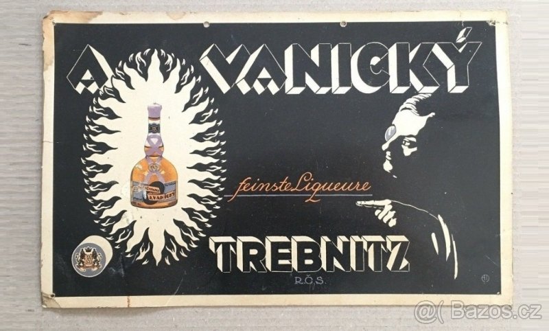 Stará kartonová cedule VANICKÝ TŘEBENICE
