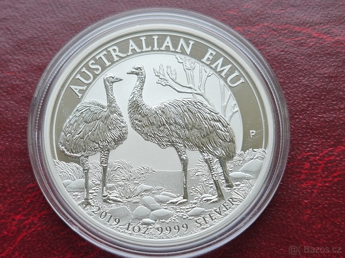 1 oz stříbrná mince Australský Emu 2019 chyboražba